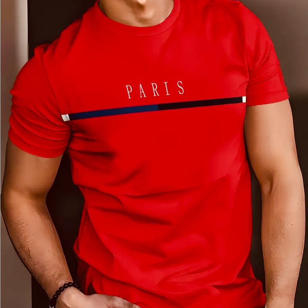 Red Paris Graphic Men's T-Shirt